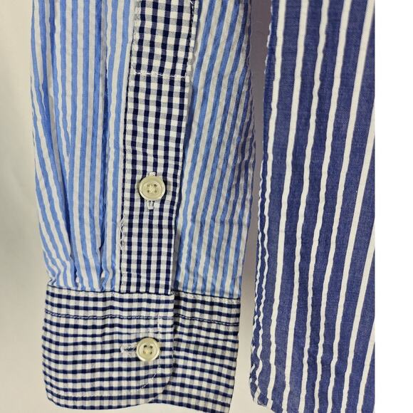 POLO RALPH LAUREN BOYS SEERSUCKER DRESS SHIRT SIZE M (10–12) PINK & BLUE STRIPES - Picture 5 of 9
